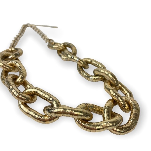 NATASHA Gold Tone Chunky Chain Link Collar Necklace fashion trendy - Picture 2 of 4